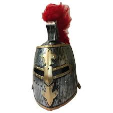 Feather stapler (or glue) tape 2 paper fasteners. Antique Pewter Medieval Knight Helmet Great Helm Crusader Costume Red Plume Walmart Com Walmart Com