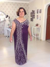 Islemeli Murdum Rengi Anne Abiyesi Ozel Dikis Kiyafet Gelinlik Anne