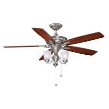 Hampton Bay Havenville 52 In Brushed Nickel Ceiling Fan 14952 The Home Depot Brushed Nickel Ceiling Fan Ceiling Fan Ceiling Fan With Light