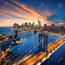 Considered to be one of the most beautiful places in all of new york, watkins glen state park is like waterfall heaven here on earth. New York City Schoner Sonnenuntergang Uber Manhattan Mit Manhattan Und Brooklyn Brucke Lizenzfreie Fotos Bilder Und Stock Fotografie Image 32773698