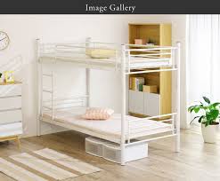 パイプ2段ベッドiii ホワイト 分割可能 家具通販のわくわくランド 本店 2段ベッド ベッド シングルベッド