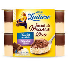 Mousse Chocolat Lait Et Blanc La Laitiere Les 4 Pots De 59 G A Prix Carrefour Mousse Au Chocolat Chocolat Nourriture Pour Enfants