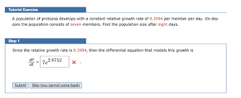 Measuring the relative value of growth the rvg metric expresses the value of an extra percentage point of growth as a multiple of the value of a percentage point increase in a company's operating. Tutorial Exercise A Population Of Protozoa Develops Chegg Com