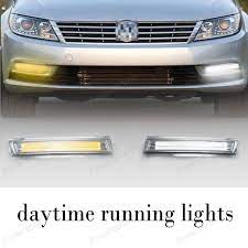 2 Pcs Lot Led Daytime Running Lights For Volkswagen Cc 2014 2015 Drl Fog Lamp With Yellow Turning Signal Lights Volkswagen Cc Volkswagen Running Lights