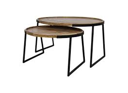 The side tables are perfectly to accommodate lamps and decorative accessories. 2 Piece Coffee Table Set Paulson Mango Wood Iron Coffee Side Tables Henk Schram Meubelen