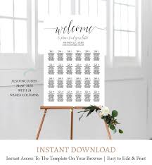 Kraft Wedding Seating Chart Poster Seating Plan Editable Template Pdf C1