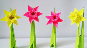 Diy 65 Origami Daffodil Daffodil Flower And Stem Ted Norminton Youtub Origami Flowers Instructions Paper Origami Flowers Origami Flowers Tutorial