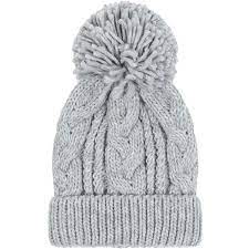 Pale Grey Cable Knit Bobble Beanie Hat 3 60 Liked On Polyvore Featuring Accessories Hats Bobble Hat Chunky C Grey Cable Knit Hats Ladies Black Handbags