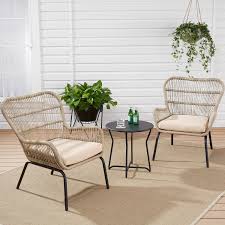 Mainstays Adina Bay Outdoor Patio Furniture 3 Piece Wicker Chat Set Walmart Com Patio Furniture Layout Patio Furnishings Patio Decor