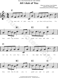 The phantom of the operaandrew lloyd webberbig note piano. All I Ask Of You From The Phantom Of The Opera Sheet Music For Beginners In C Major Download Print Clarinet Sheet Music Easy Sheet Music Violin Sheet Music