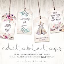 Beautifully designed, easily editable templates to get your work done faster & smarter. Bohemian Baby Shower Gift Tags Personalize Print Hands In The Attic Gift Tags Printable Gift Tag Template Wedding Favor Labels