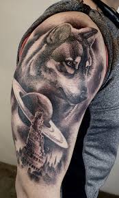 Wolf Tattoo Black And Grey Tattoos Saturn Tattoo Realism Tattoo