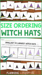 Witch Hats Size Ordering From Smallest To Largest Witch Witch Hat Kindergarten Games