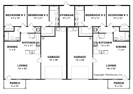 2 Bedroom Duplex Plan Garage Per Unit J0222 13d 2 Duplex House Plans Duplex Plans Duplex Floor Plans