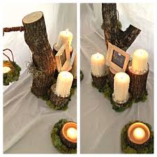 Love For The Things All Natural Wood Rustic Wedding Centerpieces Woodencenterpieces Rusticwedding Candles Diy Kendin Yap