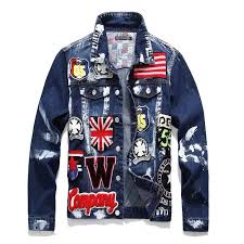 Men S Hip Hop Patches Denim Motorcycle Jacket Denim Jacket Men Denim Jacket Fashion Denim Jacket Patches