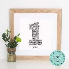 Personalised 1st Anniversary Gift Word Art Printable Gift Framed Print 1st Wedding Anniversary Paper Anniversary Husband Wife 1st Anniversary Gifts 1st Anniversary Paper Gifts Anniversary