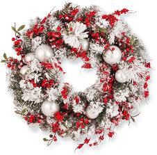 Beautiful high quality christmas wreaths from 24 inches up to 10 feet! Amazon Com National Tree Company Artificial Christmas Wreath Flocked Red And White Mixed Decorations Holiday 24 Inch Home Kitchen