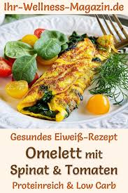 Fluffiges Omelett Mit Spinat Und Tomaten Gesundes High Protein Rezept Fur Eine Eiweissreiche Ka Low Carb Abendessen Rezepte Abendessen Rezepte Gesunde Rezepte