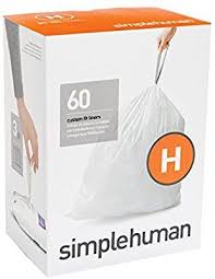 Amazon Com Simplehuman Code H Custom Fit Liners Drawstring Trash Bags 30 35 Liter 8 9 Gallon 3 Refill Packs 60 Count Simplehuman Trash Bags Custom Fit