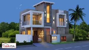 Modern Duplex House Elevation With Balcony Seating Or Designing With Wall Washer Lights House Elevation House Design House