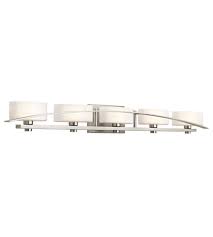 A combination of sleek lines and even sleeker curves defines this stunning design in brushed nickel and clear glass, which fits equally well with either traditional or. Kichler 45319ni Suspension 5 Light 51 Inch Brushed Nickel Bath Vanity Wall Light