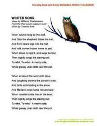 Image Result For Winter By William Shakespeare Winter Songs Songs Advent Calendar