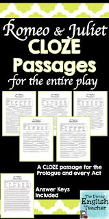 Education A Great Resource For Teaching And Reviewing Romeo And Juliet There Is A Cloze Summary Pas Romeo And Juliet Teaching Shakespeare Shakespeare Lessons