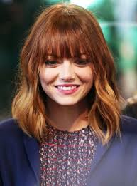 Ombre Hair Blunt Bangs Bob Haircut Very Cute Hairstyle For Medium Length Hair Emma Stone Hair Bangs With Medium Hair Medium Length Hair Styles
