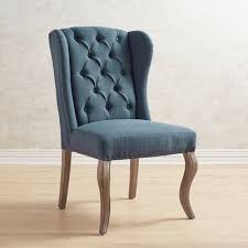 Jamison Navy Wingback Dining Chair With Cafe Legs Wingback Dining Chair Tufted Dining Chairs Fabric Dining Chairs