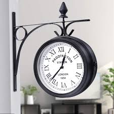 I don't recall if this model is one of them. Costway Double Sided Wall Clock Paddington Station Clock With Waterproof Cover Vintage Antique Look Wall Mounted For Indoor Garden Hanging Decor Premium Metal Materials Black Buy Online In Morocco At Desertcart Ma Productid