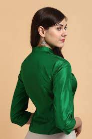Green Silk Jacket-Style Blouse - Tilfi