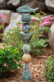 Laurie Landry Pottery Ceramic Totems Garden Totem Garden Pottery Ceramic Sculpture Pottery