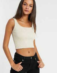 Get knit singlet today w/ drive up or pick up. Monki Say Rib Knit Singlet Top In Off White Asos