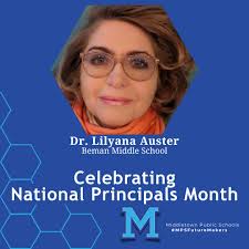 Hey, Middletown! It's National Principals Month! Let's celebrate by saying  thank you to the great principals we have in our community! Dr. Auster is  leading the team at Beman Middle School, and