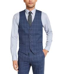 This classic navy blue is one of three basic suit colours that every man should own. Alfani Men S Slim Fit Stretch Navy Blue Plaid Suit Vest Created For Macy S Reviews Suits Tuxedos Men Macy S