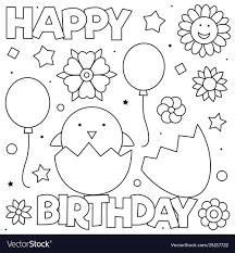 Keep your kids busy doing something fun and creative by printing out free coloring pages. Happy Birthday Coloring Page Royalty Free Vector Image
