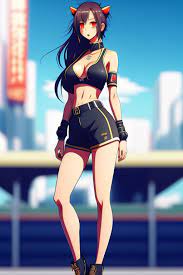 Lexica - A hot and sexy girl in shorts in modern anime style