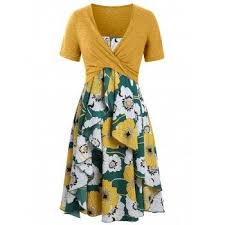 Plus Size Floral Print Layered Cami Dress With Criss Cross Crop Top Fashion Cami Dress Beach Mini Dress