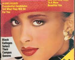 Ebony, abril de 1984, revista de fotografia de moda americana dos EUA,  presente, aniversário, Karen Williams, capa 40º