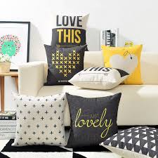 Capa De Almofada Amarela E Cinza Amor Moderno Alfabeto Amarelo Geometrica Fronha Capa De Almofada De Linho De Algodao Sofa De Carro Do Escritorio De D Almofadas Amarelas Almofadas Travesseiros