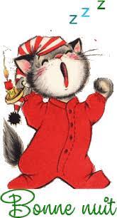 Bonne nuit - Chat - Pyjama - Gif animé - Gratuit - Le Monde des Gifs