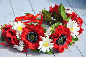 Red Poppy Flower Crown Headpiece Rustic Floral Crown Daisy Etsy Bridal Flower Crown Flower Crown Headpiece Flower Crown Wedding