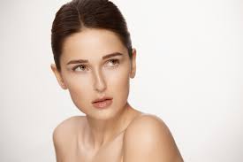 Mismatched eyebrows can look really out of place depending on the color combination it creates with your new hair color. Premium Photo Young Girl With Dark Eyebrows Brown Hair And Naked Shoulders Looking Down Model With Light Nude Make Up White Studio Background Beauty Photo Close Up Copy Space