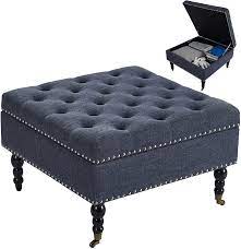 Check spelling or type a new query. Buy Homhum 29 Storage Large Ottoman Square Tufted Bench For Living Room Fabric Nailed Trim Ottoman Coffee Table For Bedroom With Rolling Wheels Dark Grey Online In Turkey B096zr8b8m