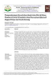 Pembayaran mudah, pengiriman cepat & bisa cicil 0%. Pdf Pengembangan Kreativitas Anak Usia Dini Di Masa Pandemi Covid 19 Melalui Alat Permainan Edukatif Papan Pintar Dari Kulit Kerang