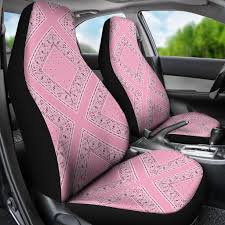 Light Pink Bandana Car Seat Covers Diamond In 2020 Car Seats Pink Bandanas Seat Covers