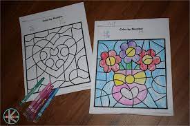 These are free coloring pages with addition and subtraction exercises to color. Free Valentines Day Color By Number Worksheets