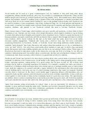 The universal declaration of human rights states, no one shall be subjected to torture or to cruel. A Position Paper On Social Media Addiction Docx A Position Paper On Social Media Addiction By Mirene Andres Social Media Can Be Used As A Great Course Hero