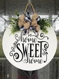 Door Hanger Home Sweet Home Sign Front Door Decor Wood Door Etsy Door Signs Diy Door Decorations Welcome Signs Front Door